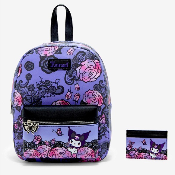 Kuromi Roses Lace Mini Backpack & Matching Cardholder Set New with Tags - Picture 1 of 9